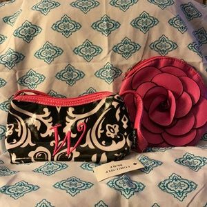 Cute pink flower & purse/makeup bag